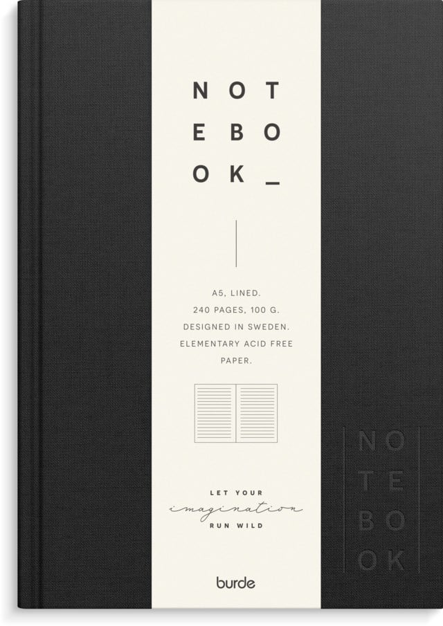 Anteckningsbok Burde A5 linjerad svart linnetextil - STL 11 - 1