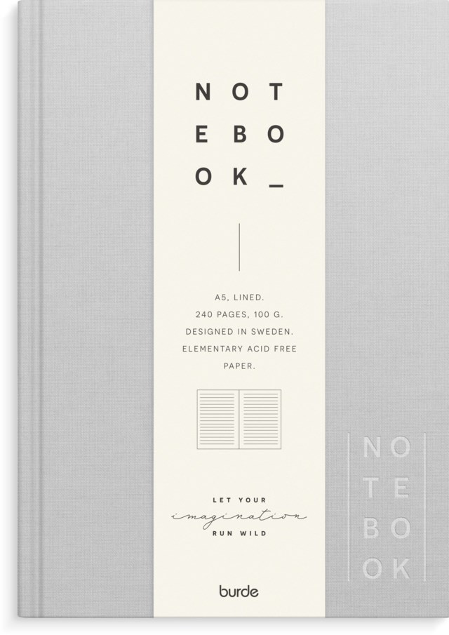Anteckningsbok Burde A5 linjerad ljusgrå linnetextil - STL 12 - 1