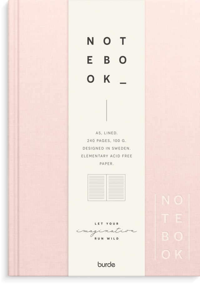 Anteckningsbok Burde A5 linjerad rosa linnetextil - A5 - 1