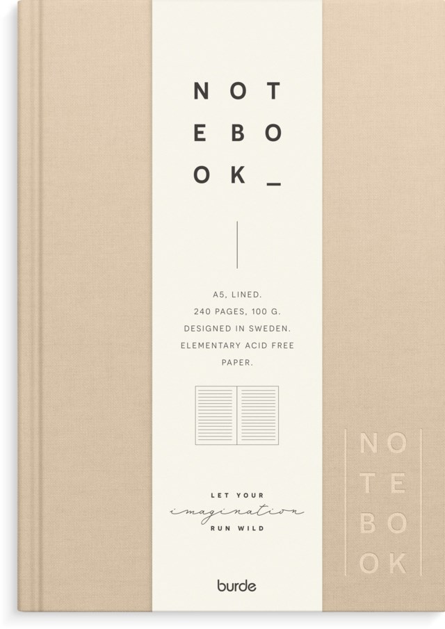 Anteckningsbok Burde A5 linjerad beige linnetextil - A4 - 1