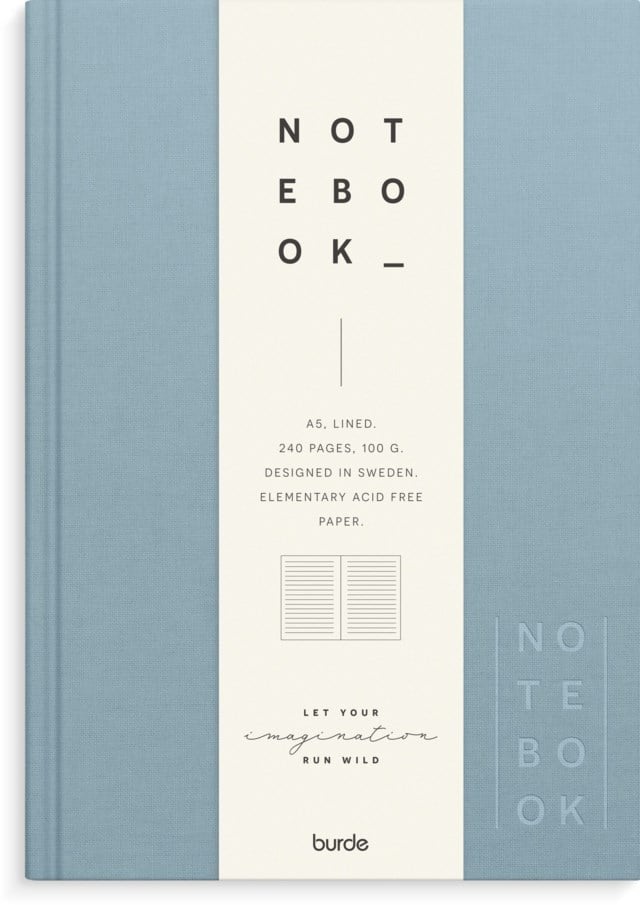 Anteckningsbok Burde A5 linjerad ljusblå linnetextil - A4 - 1