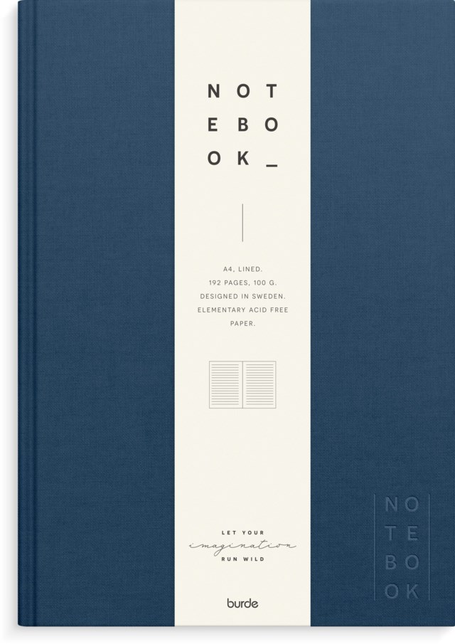 Anteckningsbok Burde A4 linjerad mörkblå linnetextil - A4 - 1