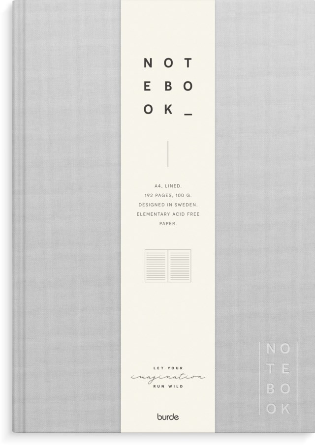 Anteckningsbok Burde A4 linjerad ljusgrå linnetextil - A5 - 1