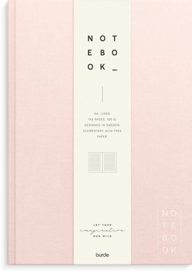 Anteckningsbok Burde A4 linjerad rosa linnetextil - A5 - 1