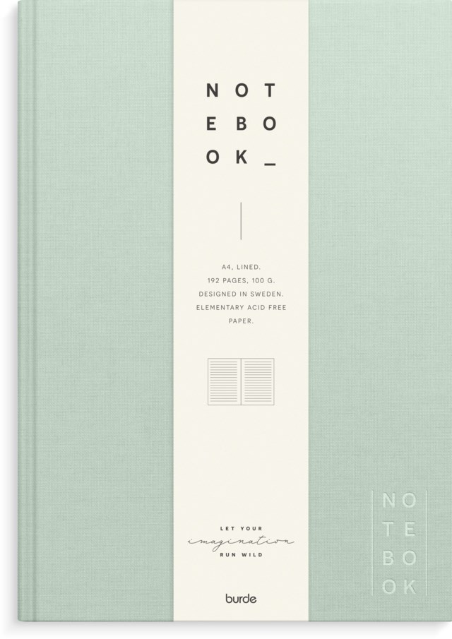 Anteckningsbok Burde A4 linjerad grön linnetextil - A5 - 1