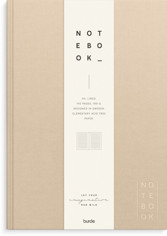 Anteckningsbok Burde A4 linjerad beige linnetextil - A5 - 1