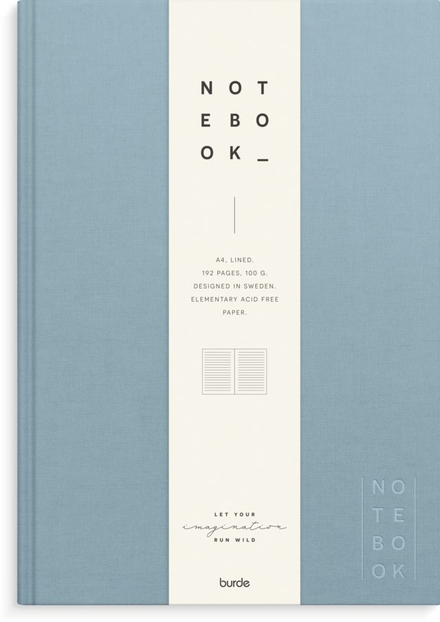 Anteckningsbok Burde A4 linjerad ljusblå linnetextil - A5 - 1
