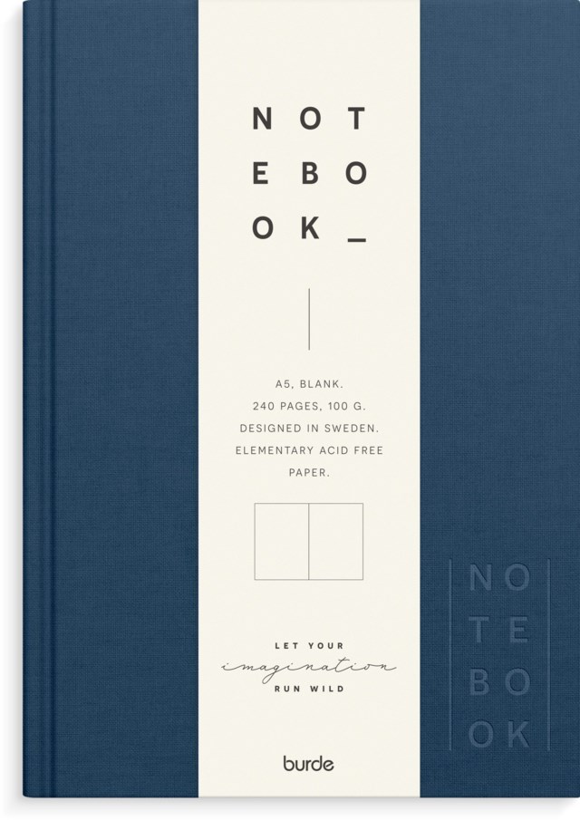 Anteckningsbok Burde A5 olinjerad mörkblå linnetextil - A5 - 1
