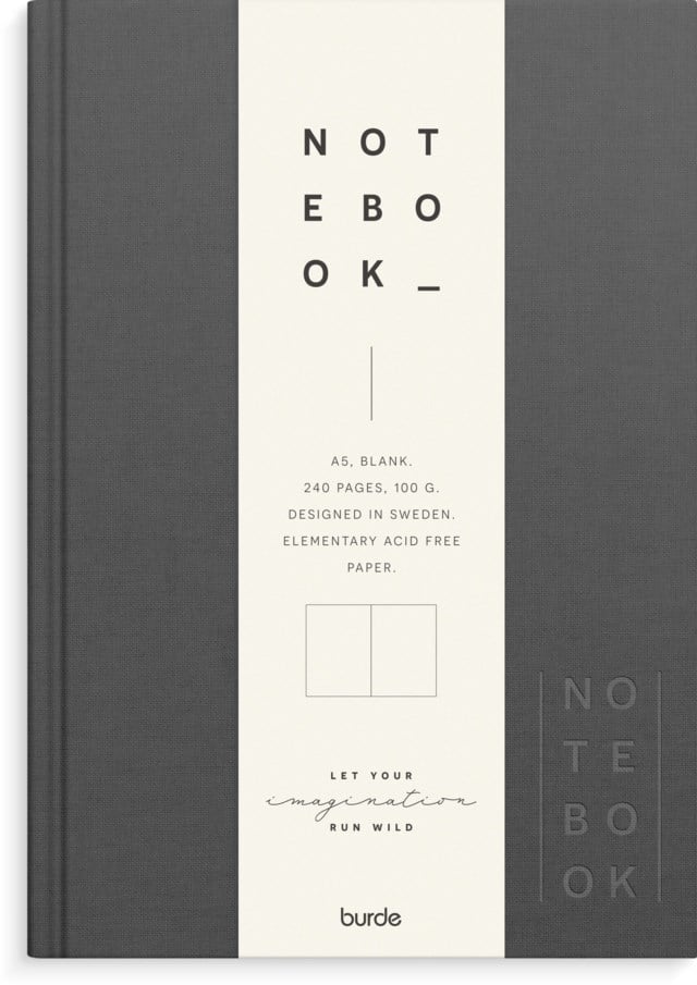 Anteckningsbok Burde A5 olinjerad mörkgrå linnetextil - A5 - 1