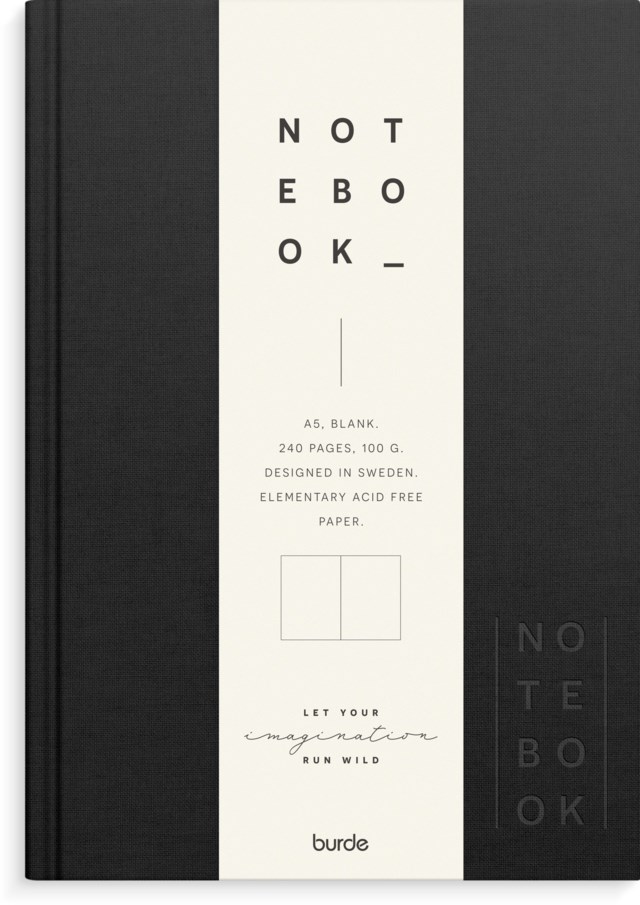 Anteckningsbok Burde A5 olinjerad svart linnetextil - A5 - 1