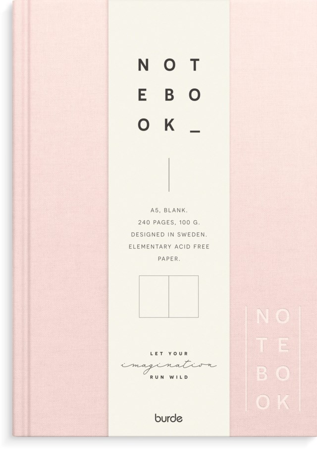 Anteckningsbok Burde A5 olinjerad rosa linnetextil - A5 - 1