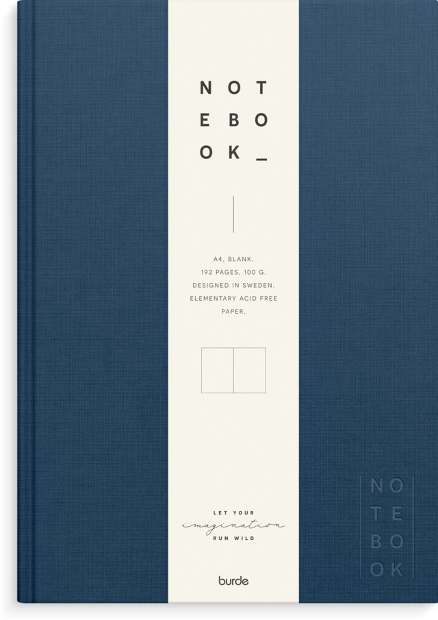Anteckningsbok Burde A4 olinjerad mörkblå linnetextil - A4 - 1