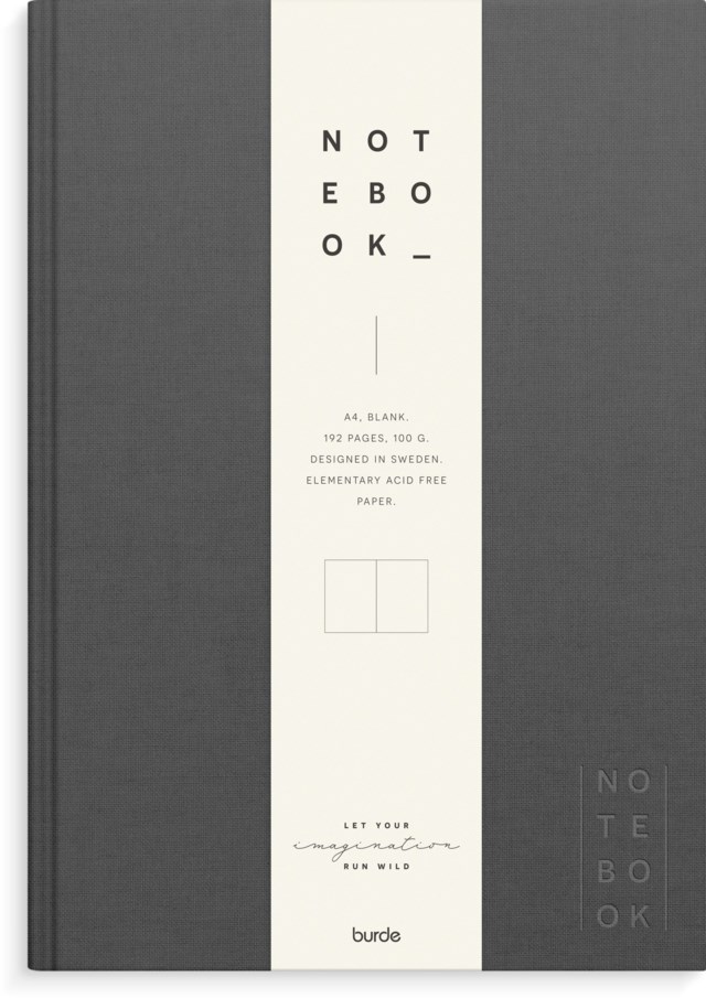 Anteckningsbok Burde A4 olinjerad mörkgrå linnetextil - A4 - 1