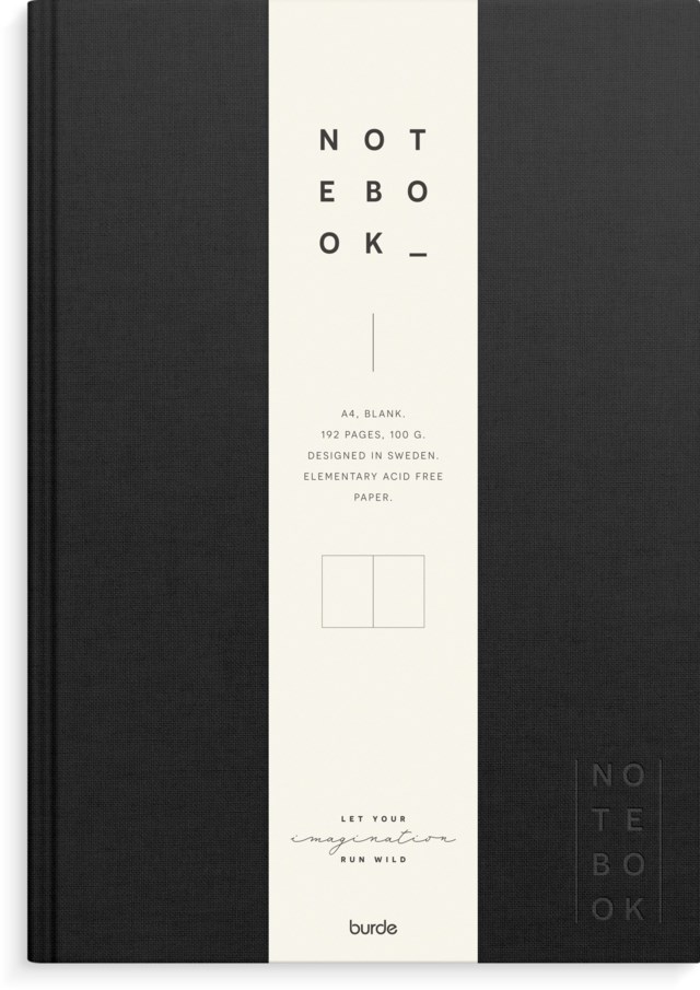 Anteckningsbok Burde A4 olinjerad svart linnetextil - A4 - 1