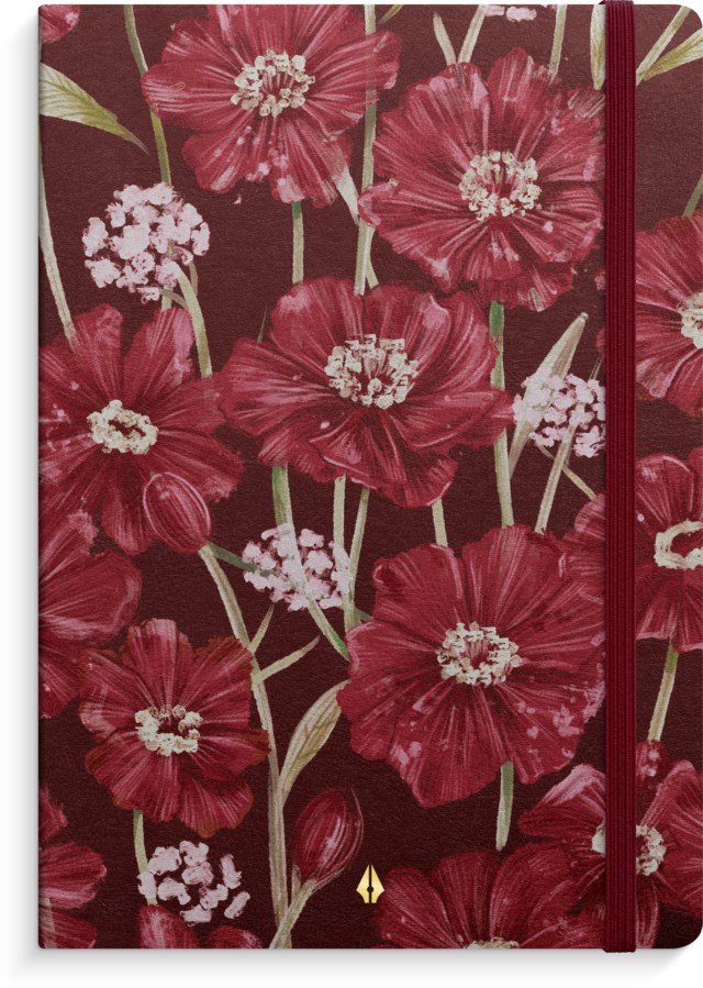 Anteckningsbok Burde Deluxe A5 burgundy flower - 1