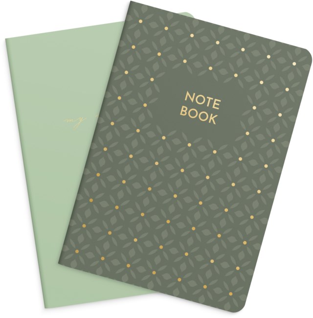 Anteckningsbok Burde Green & Pattern 2-pack - 1
