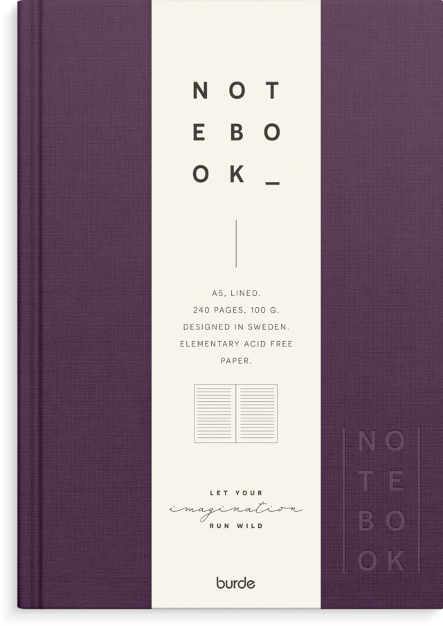 Anteckningsbok Burde A5 plommonfärgad textil - A5 - 1