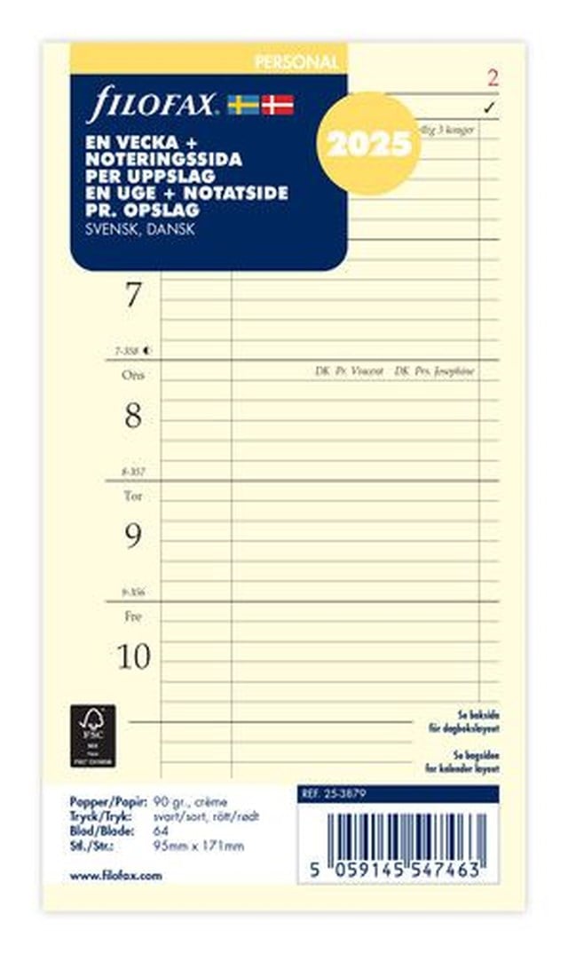 Dagbok Filofax Personal 2025 v/s + anteckningar - Personal - 1