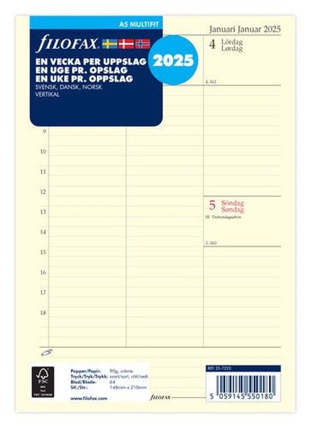 Dagbok Filofax A5 2025 v/u vertikal - A5 - 1