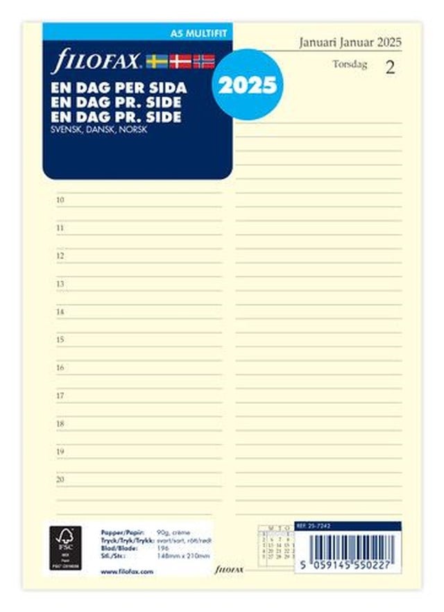 Dagbok Filofax A5 2025 d/s - A5 - 1