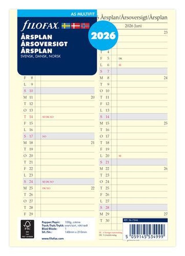 Årsplan Filofax A5 2026 - 1