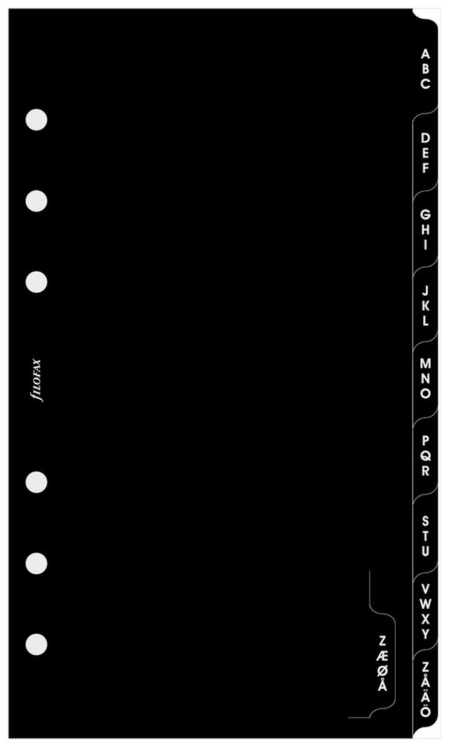 Refill Filofax Personal regi. A-Ö svart plast - Personal - 1