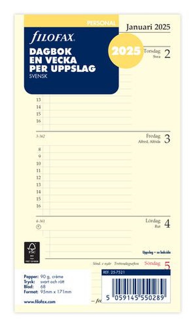 Dagbok Filofax Personal 2025 v/u - Personal - 1
