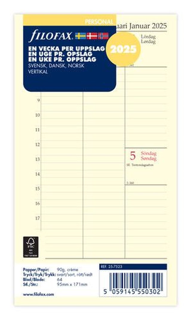 Dagbok Filofax Personal 2025 v/u vertikal - Personal - 1