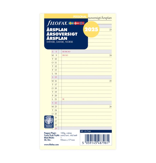 Årsplan Filofax Personal 2025 - Personal - 1