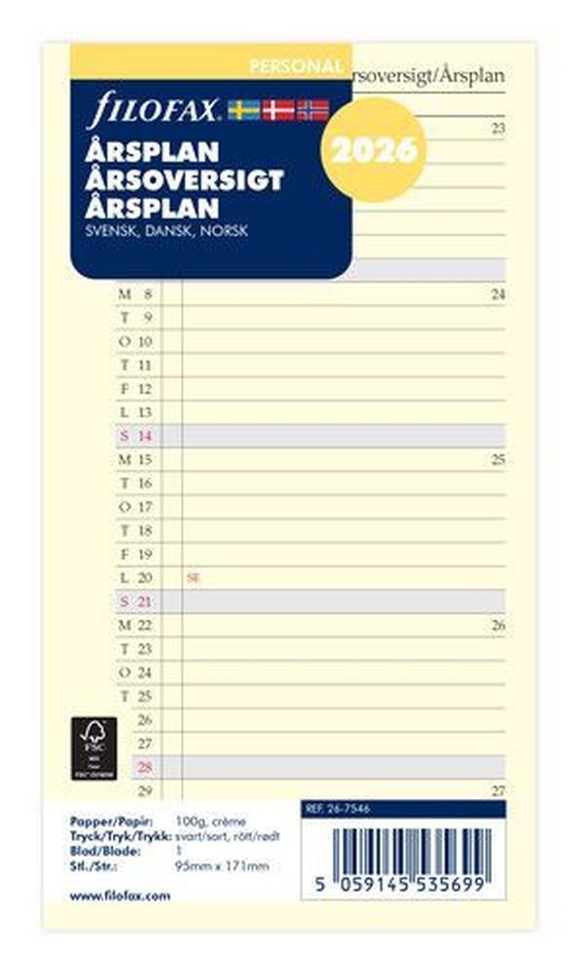 Årsplan Filofax Personal 2026 - Personal - 1