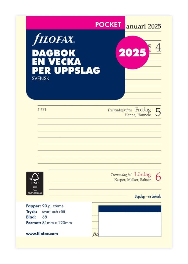Dagbok Filofax Pocket 2025 v/u - Pocket - 1