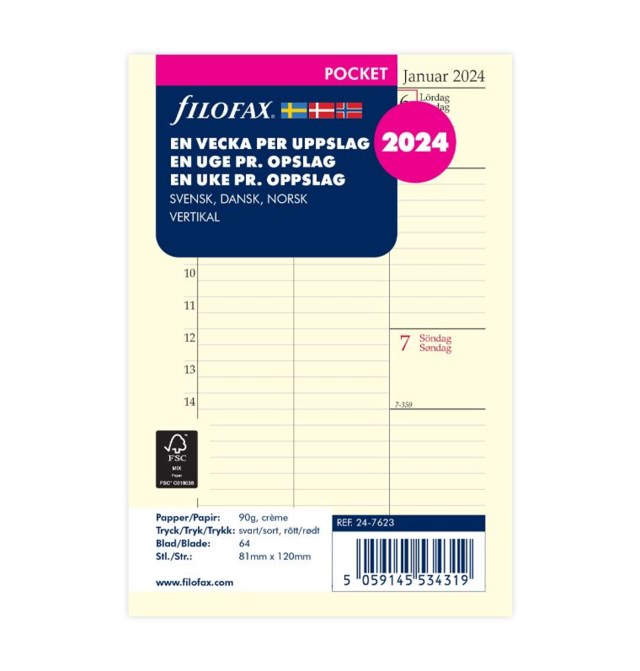 Dagbok Filofax Pocket 2024 v/u vertikal - Pocket - 1