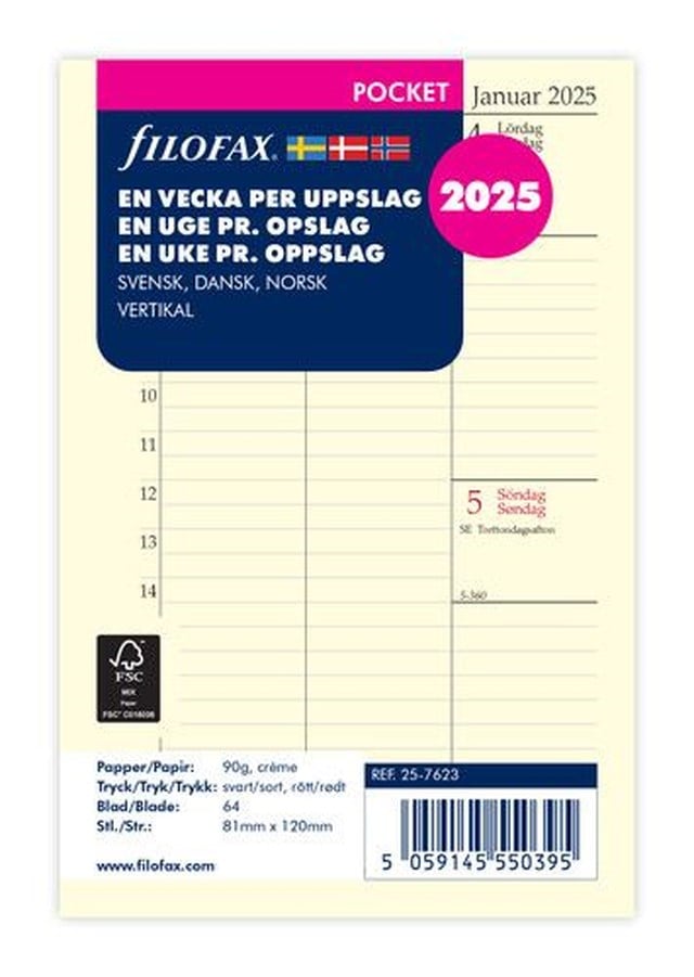 Dagbok Filofax Pocket 2025 v/u vertikal - Pocket - 1