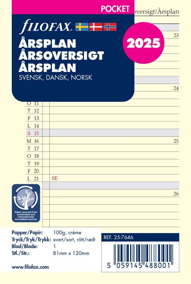 Årsplan Filofax Pocket 2025 - Pocket - 1