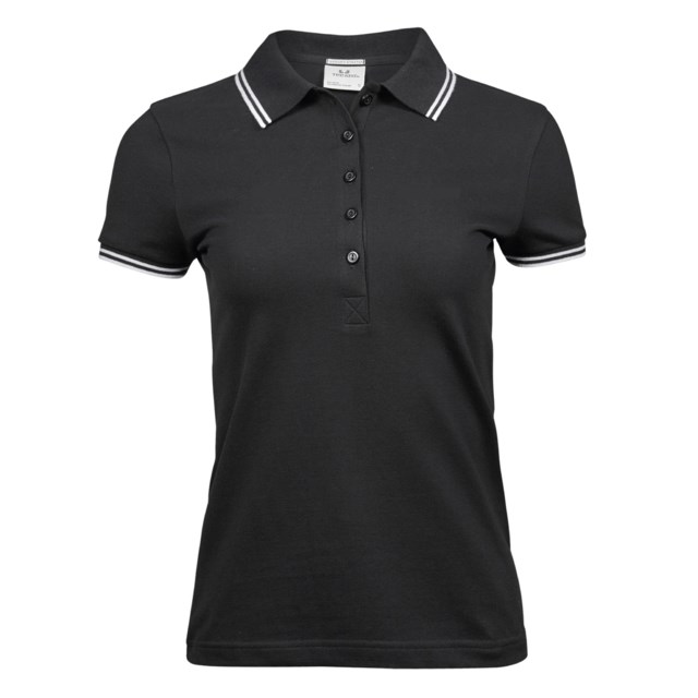 Piketröja Luxury Stripe dam svart/vit stl L - 1