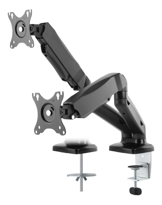 Full-motion Dual Desk Mount Gasfjäder 17-32" Tilt Rotera - 1