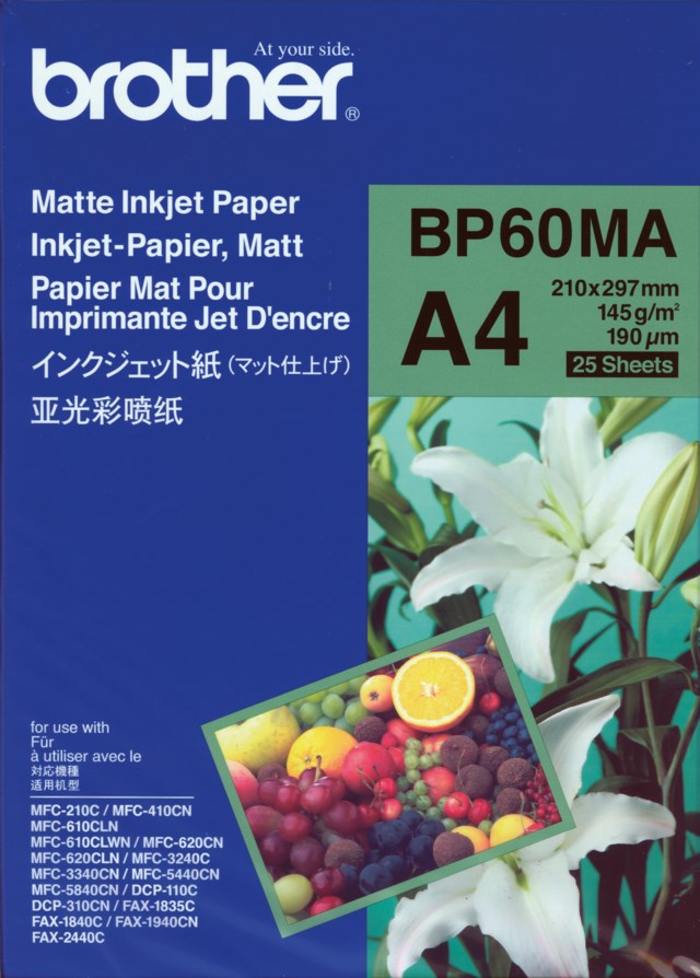 Bläckstrålepapper Brother A4 145g matt 25ark/fp - A4 - 1
