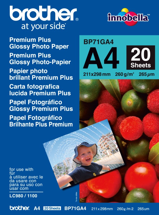 Bläckstrålepapper Brother glossy A4 260g 20ark/fp - A4 - 1