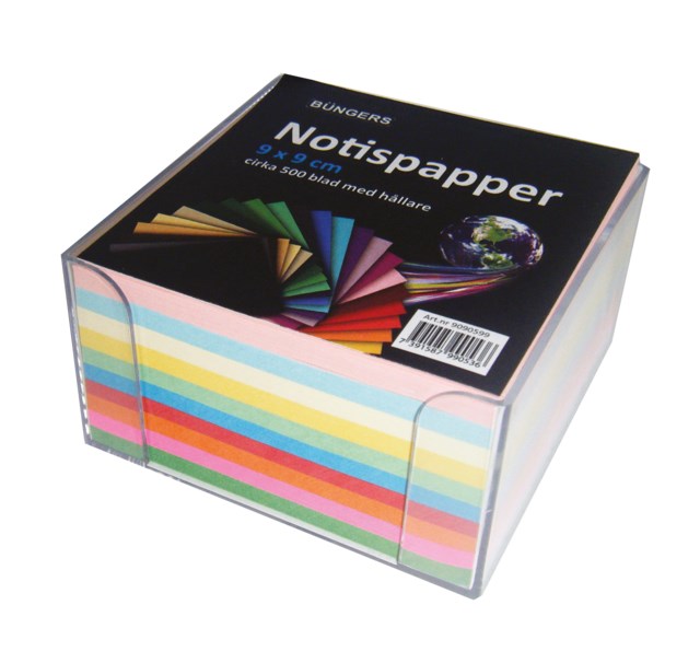 Blockställ 90x90mm inkl. 500 färgade ark - 90x90mm - 1