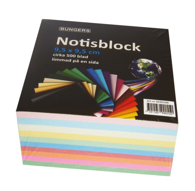 Blockkub limmad 95x95mm färgad 500ark/kub - 95x95mm - 1