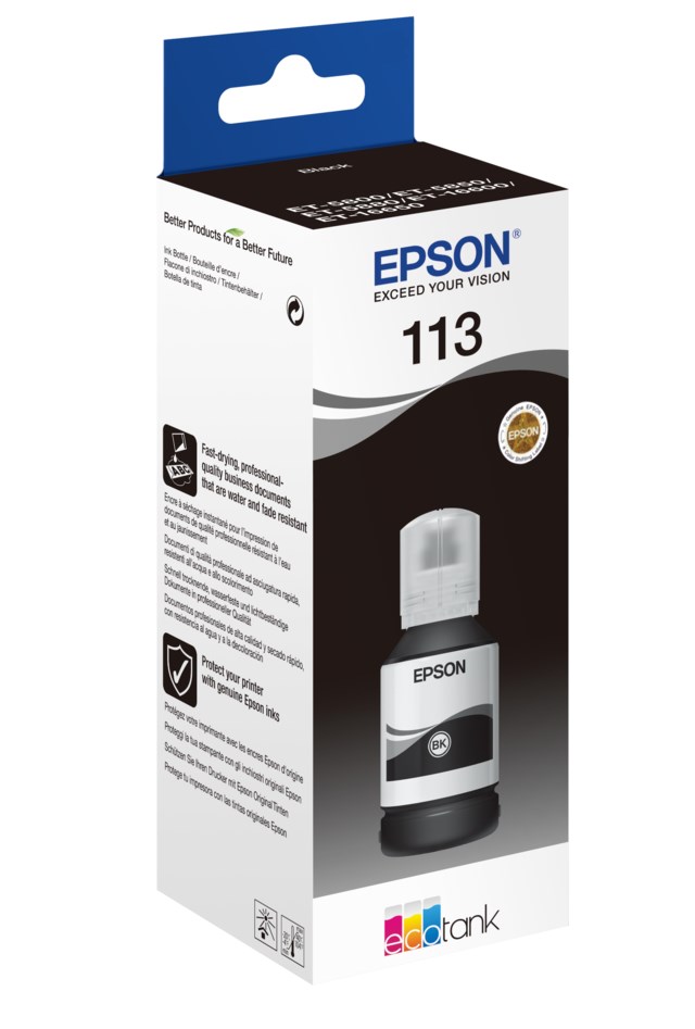 Ink-Jet Epson 113 Eco Tank Pigment svart - 1