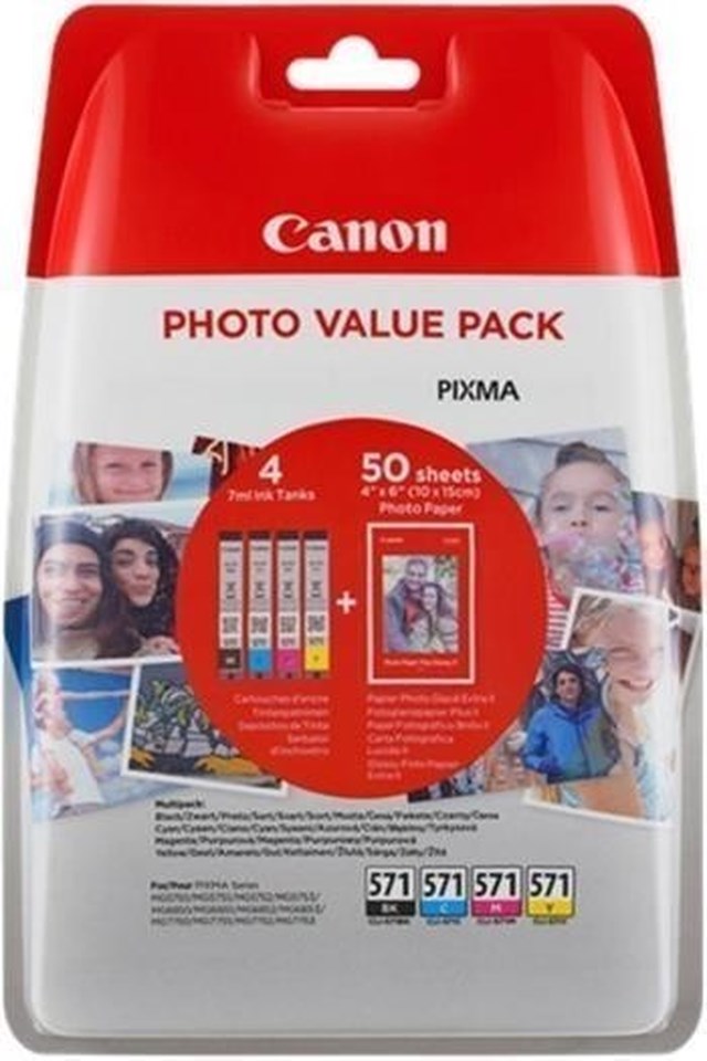 Ink-Jet Canon CLI-571XL valuepack & 10x15 papper (50) - 1
