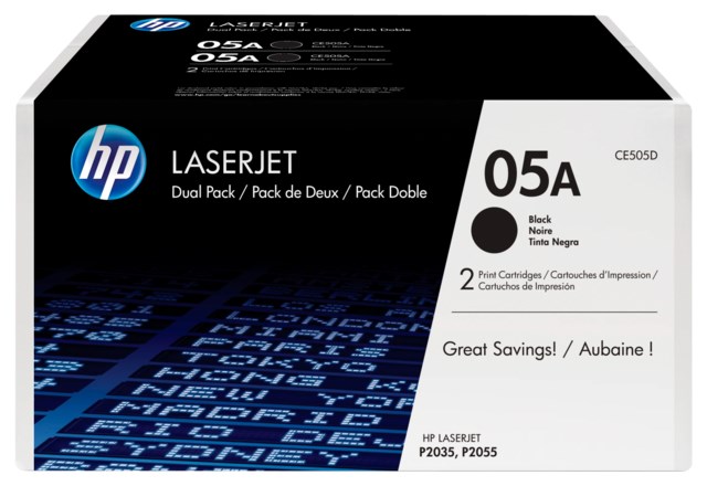 Lasertoner HP CE505D 05A Svart 2-pack - 1