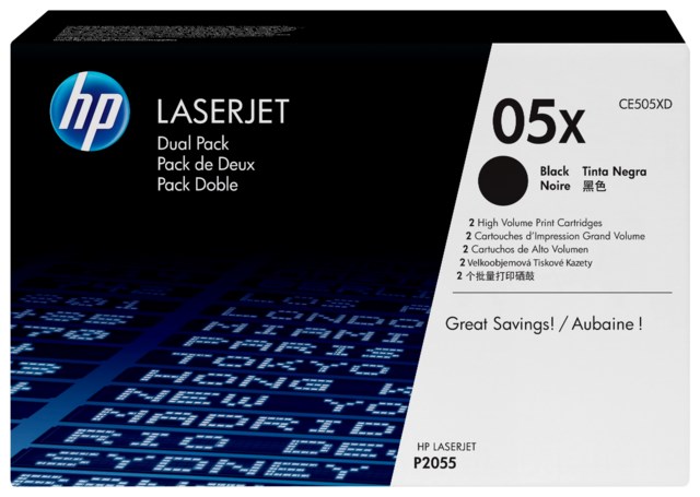 Lasertoner HP CE505X 05X HC Svart Dualpack - 1