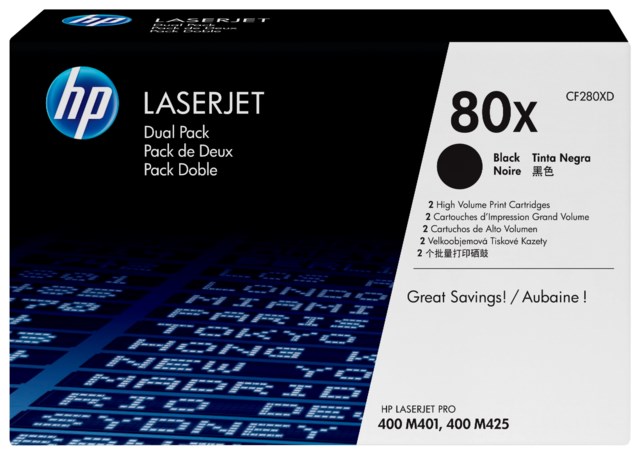 Lasertoner HP 80X Dualpack svart - 1