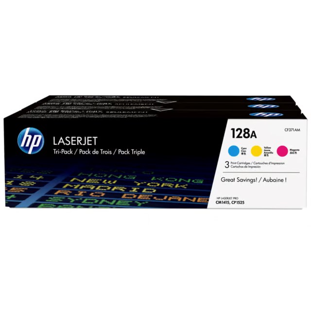 Lasertoner Hp 128A Tri-pack Cyan, Yellow, magenta - 1