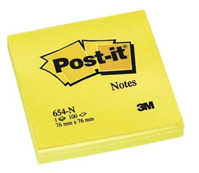 Post It Block 76X76 Neon gul 100 Blad/Block, STYCK! - 76x76mm - 1