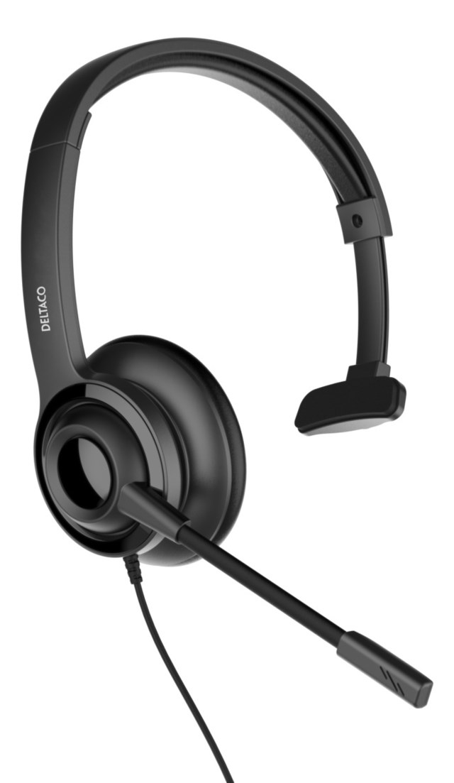 USB Mono Headset Volymkontroll Brusreduc. Mikrofon Svart - 1