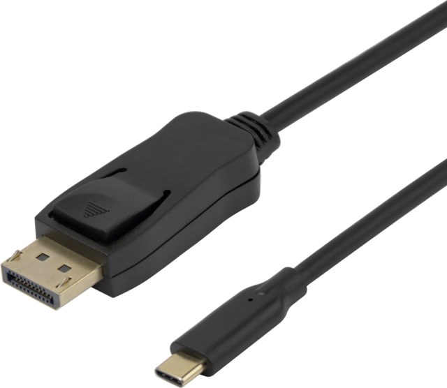USB-C till DisplayPortskabel Deltaco 4K UHD 2m svart - 2m - 1