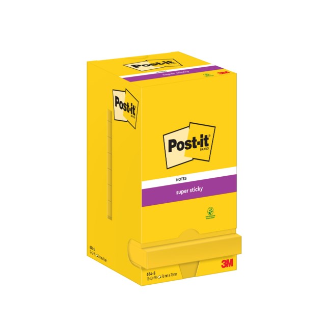 Post-it Super Sticky 654-S 76x76 mm klargul 12st/fp - 76x76mm - 1